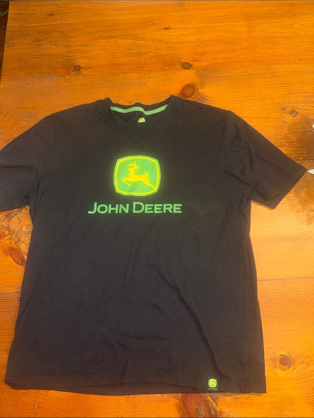 John Deere Black Short-Sleeve Tee with Green Logo